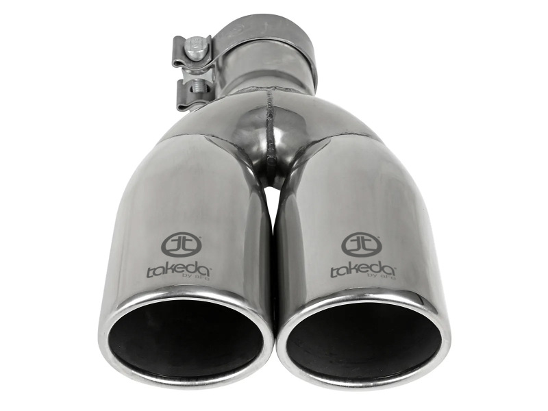 aFe Takeda 304 Stainless Steel Clamp-on Exhaust Tip Polished 2-1/2ininlet x 3-1/2in Outlet X 12in L - Image 4