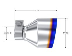 Alternative view of MBRP T304 SS Burnt End Tip 2.125inID, 5inOD Out, 7.25in Length, Pair 17-25 BRZ / GR86