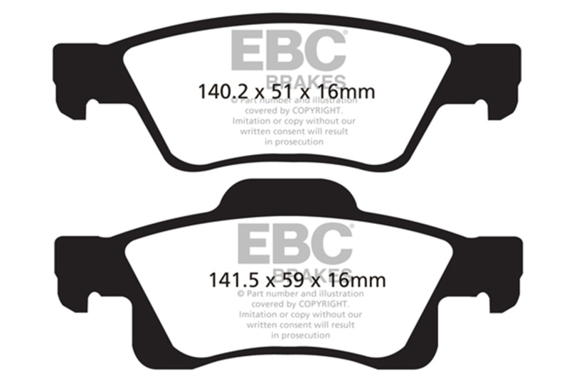 EBC 11+ Dodge Durango 3.6 Yellowstuff Rear Brake Pads - Image 2
