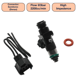 DeatschWerks Universal 2200cc Single Fuel Injector / 48mm Length / 14mm O-Ring Seals