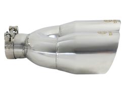 Alternative view of aFe Takeda 2.5in 304 Stainless Steel Clamp-on Exhaust Tip Drivers Side 2.5in Inlet 4inDual- Polished