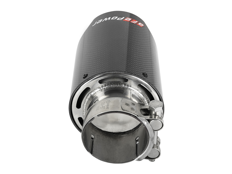 aFe MACH Force-Xp 409 SS Clamp-On Exhaust Tip 2.5in. Inlet / 4in. Outlet / 7in. L - Carbon - Image 4