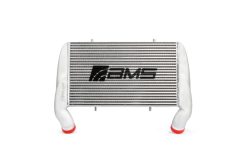 Alternative view of AMS Performance 2017+ Ford F150/Raptor 2.7L/3.5L EcoBoost High Mount Intercooler (Silver w/AMS Logo)